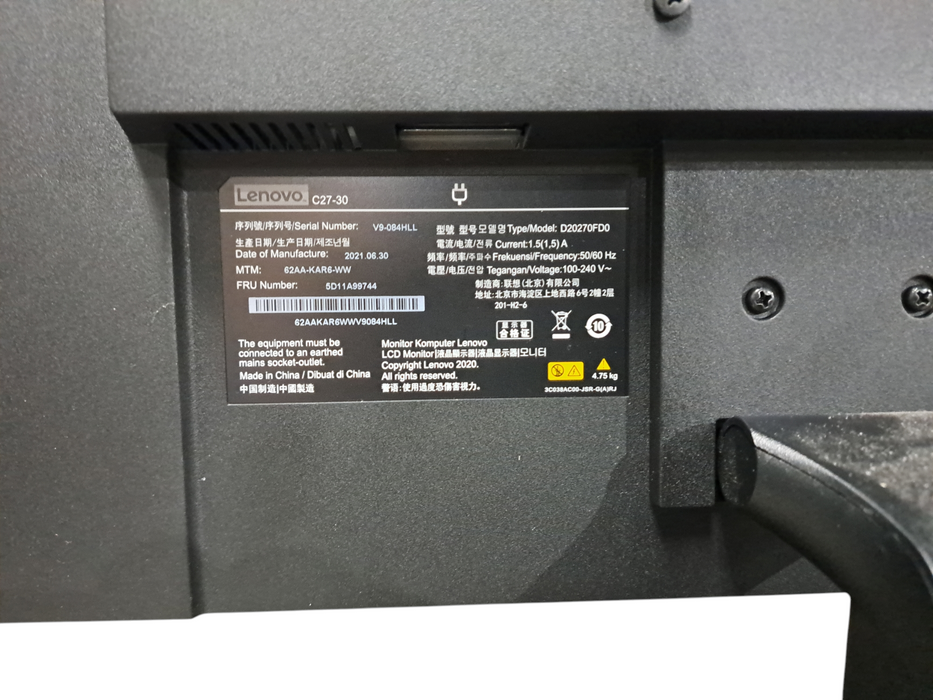 Lenovo C27-30 27" Widescreen LCD Monitor | 1080P | Black
