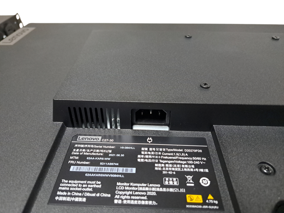 Lenovo C27-30 27" Widescreen LCD Monitor | 1080P | Black