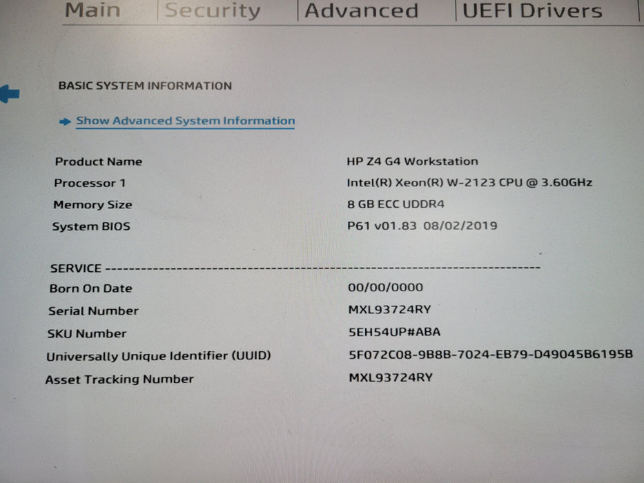 HP Z4 G4 Workstation | Xeon W-2123 @3.60GHz, 8GB DDR4, Quadro M2000, No HDD