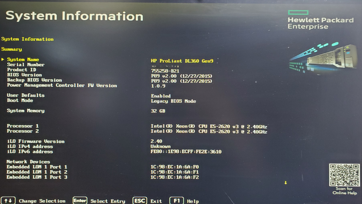 HP ProLiant DL360 Gen 9 - 2x Xeon E5-2620 v3, 32GB DDR4, P440ar - No HDD