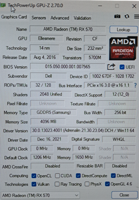 AMD Radeon RX 570 4GB GDDR5 Graphics Card | 3x DP | 1X HDMI