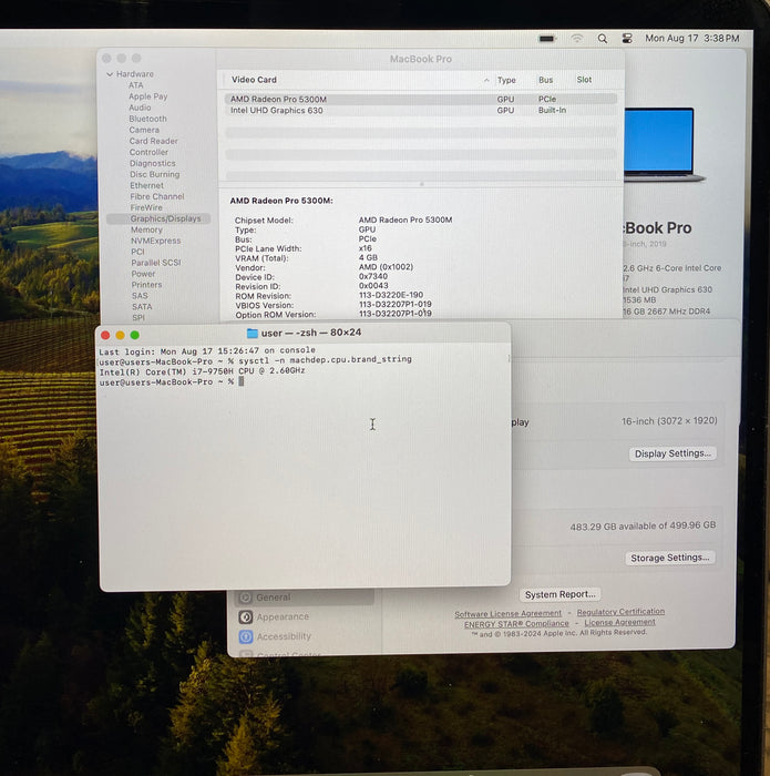 Apple MacBook Pro 16" 2019 i7-9750H Radeon Pro 560 GPU 16GB RAM 512GB SSD READ