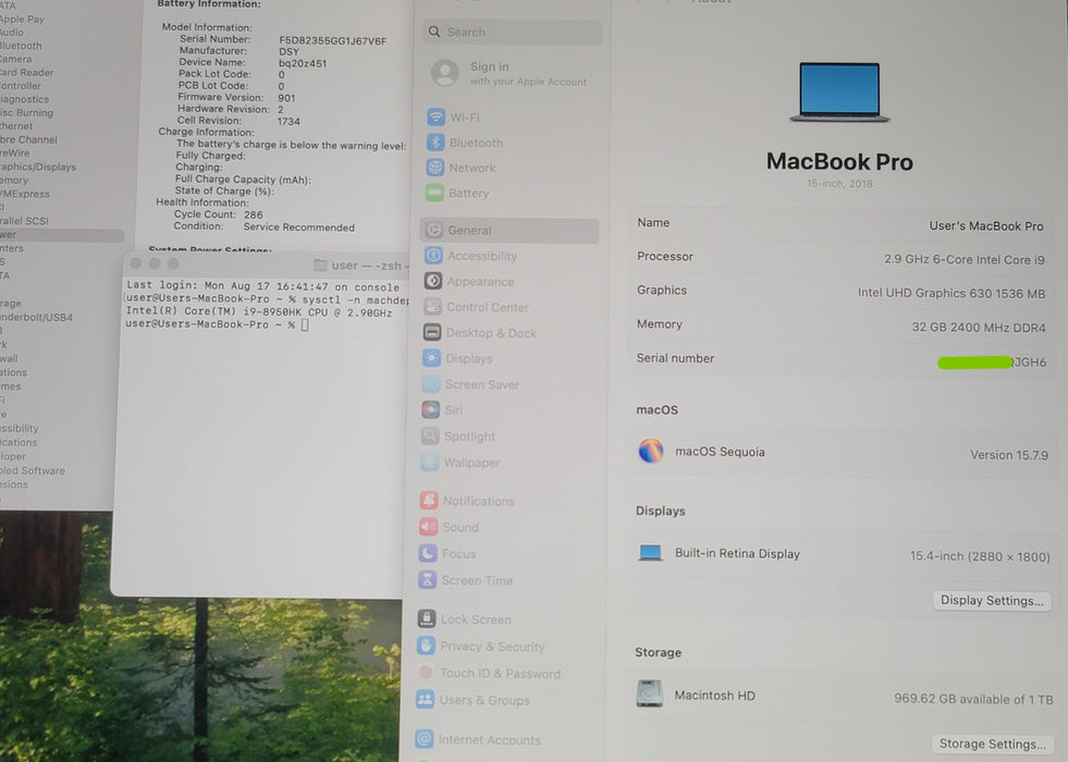Apple MacBook Pro 16" 2018 A1990 i9-8950HK 32GB RAM 1TB NVMe No Battery No Adapt