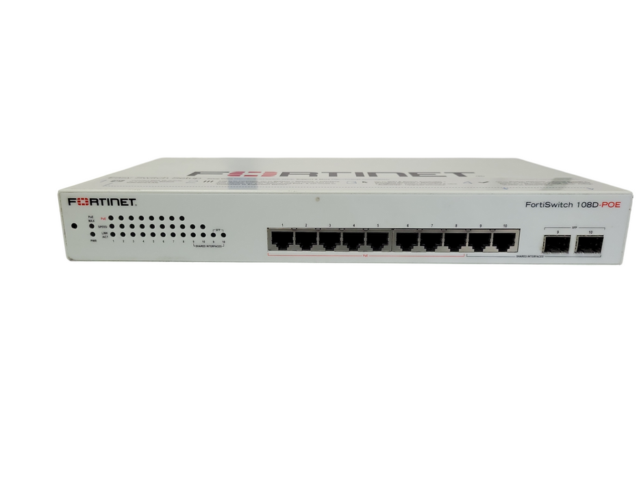 Fortinet FortiSwitch 108D-POE | 8-Port Gigabit PoE 75W Switch | 2x Combo SFP