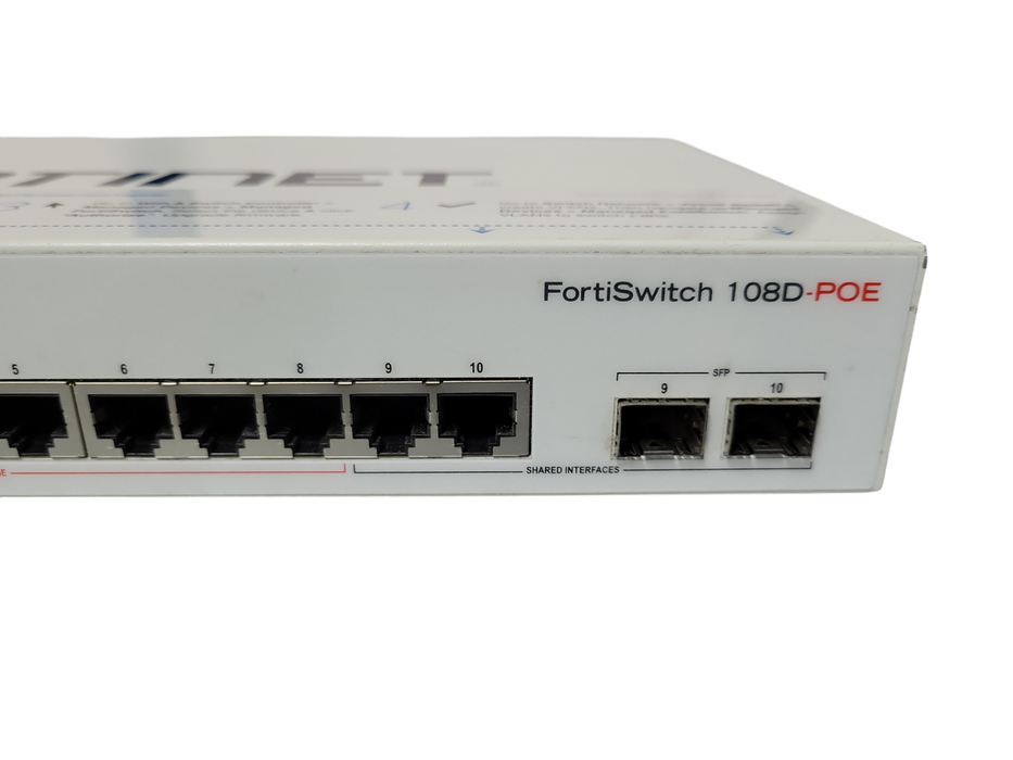 Fortinet FortiSwitch 108D-POE | 8-Port Gigabit PoE 75W Switch | 2x Combo SFP