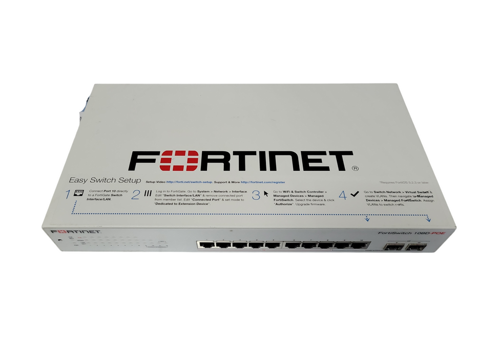 Fortinet FortiSwitch 108D-POE | 8-Port Gigabit PoE 75W Switch | 2x Combo SFP