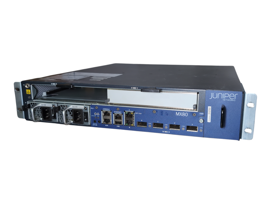 Juniper MX80 Internet Router Chassis Chas-MX80-S-B w/ 2x AC power supply