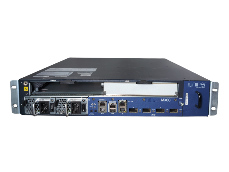 Juniper MX80 Internet Router Chassis Chas-MX80-S-B w/ 2x AC power supply