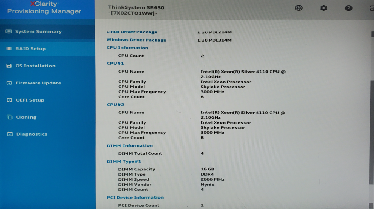 Lenovo ThinkSystem SR630 - 2x Xeon Silver 4110, 64GB DDR4, 530-8i - No HDD