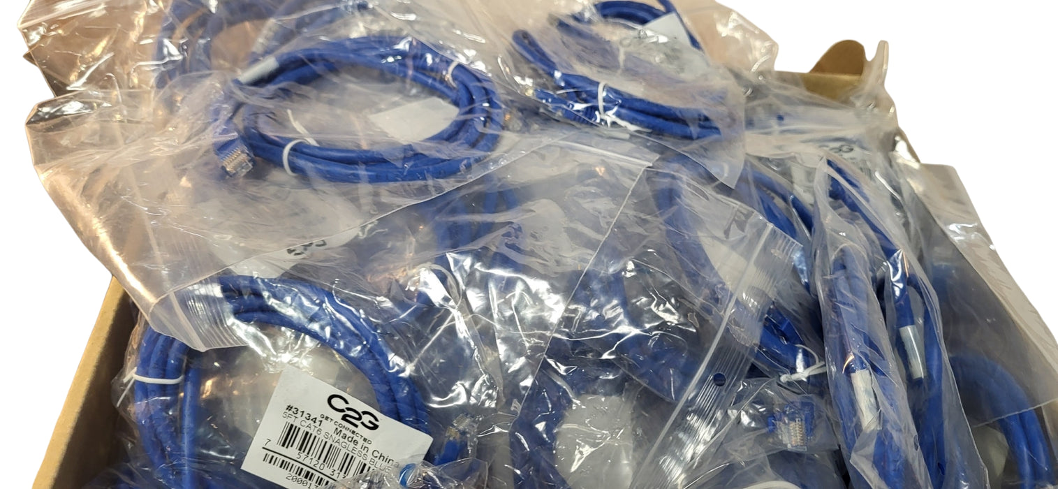 Lot of 100x C2G 5ft Cat6 Ethernet Network Cables — Snagless RJ45 — Blue