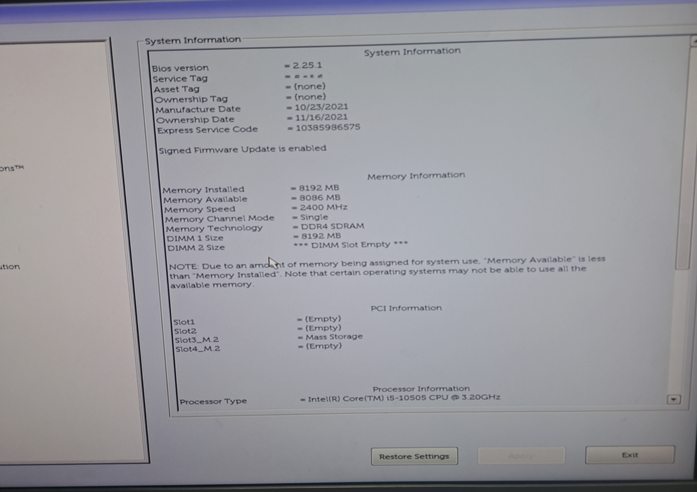 Dell Optiplex 7030 Tower Intel i5-10505 CPU 3.10GHz 8GB RAM No HDD | READ