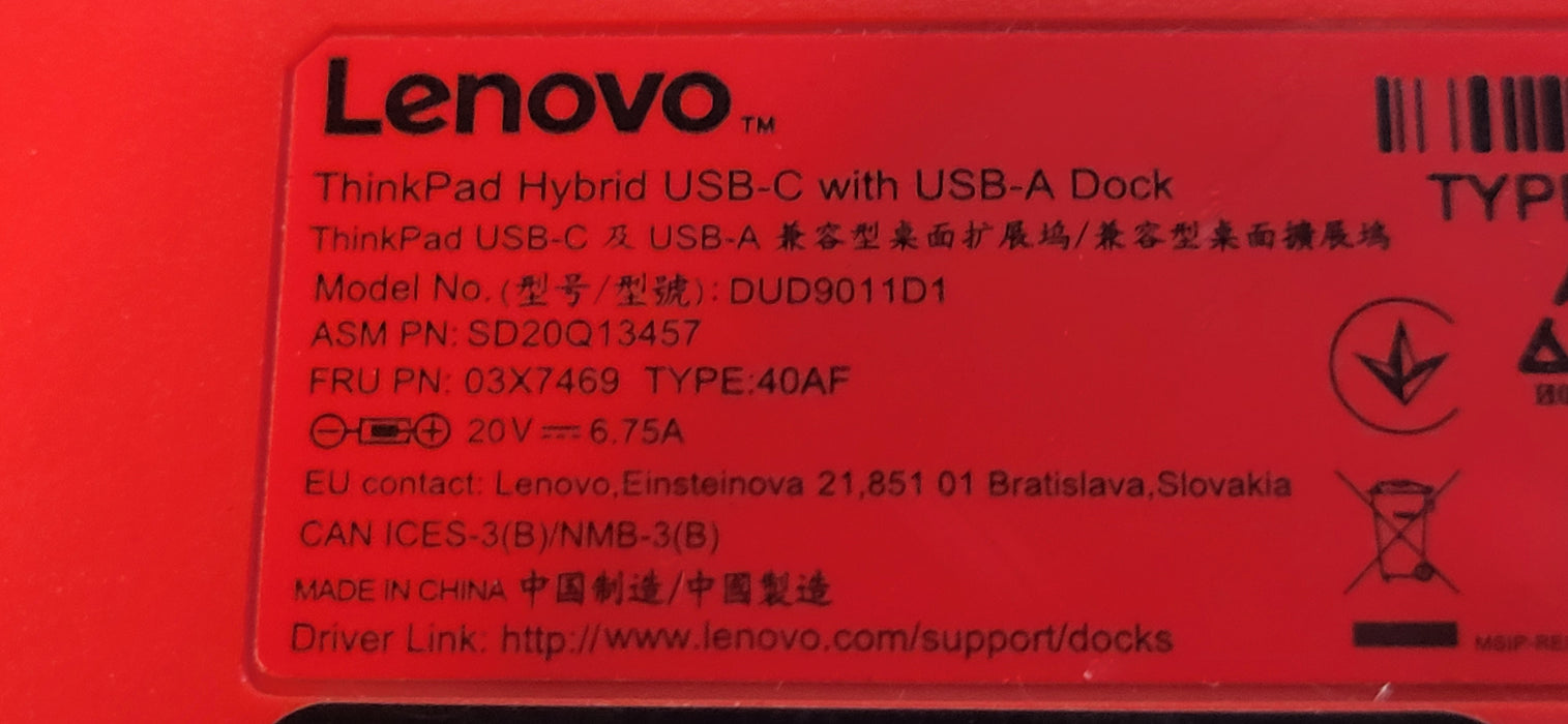 Lenovo ThinkPad Hybrid USB-C Docking station 40AF | W/ Power Adapter