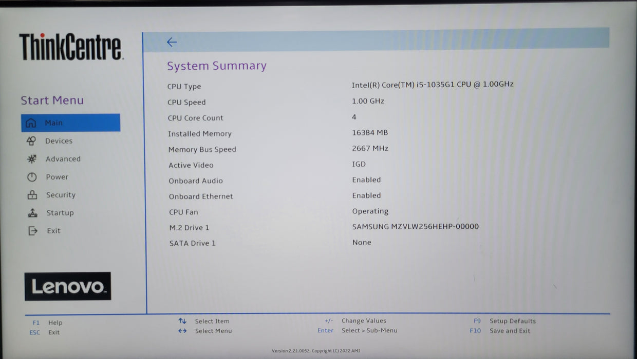 Lenovo ThinkCentre M60e | i5-1035G1 @1.00GHz 16GB DDR4 256GB NVMe