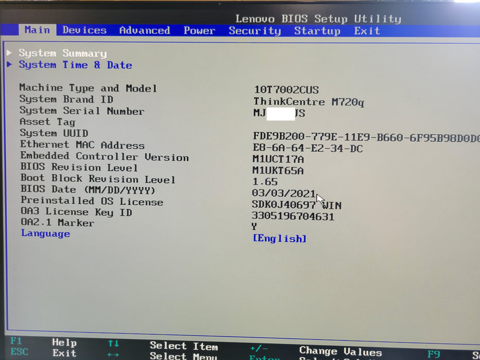 Lenovo ThinkCentre M720q, Core i5-8400T 1.70GHz 8GB DDR4 256GB M.2 SSD