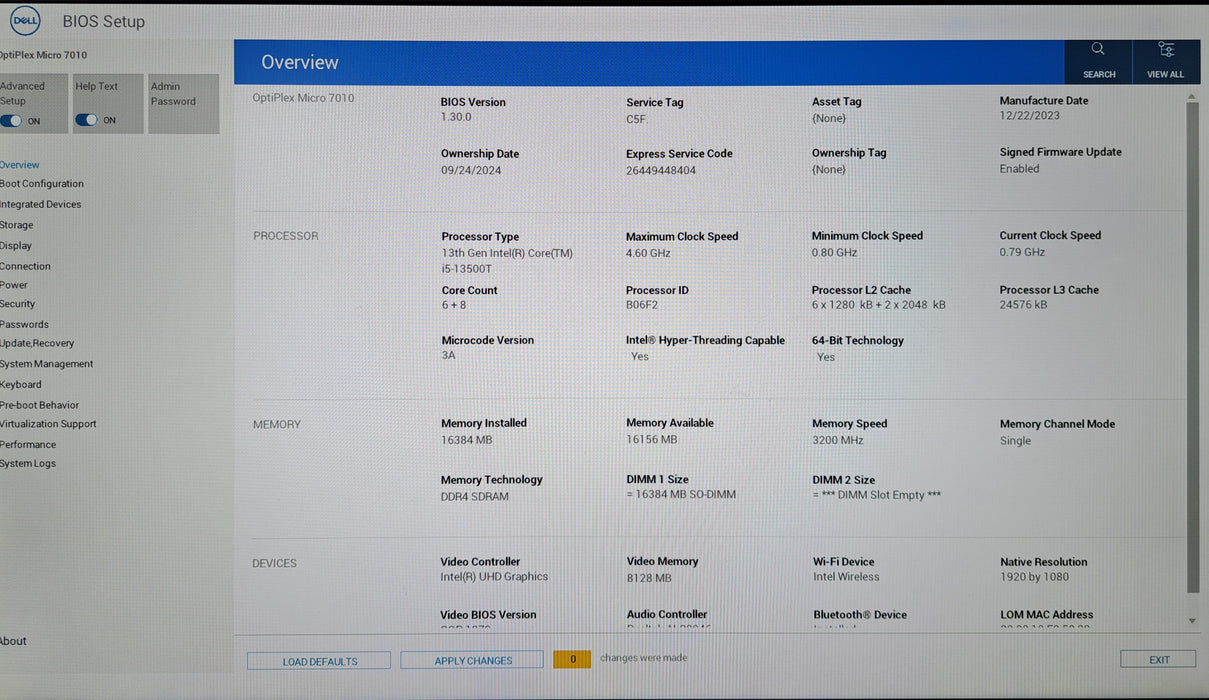 Dell OptiPlex Micro 7010 | Intel Core i5-13500T, 16GB DDR4, 256GB NVMe, Wi-Fi