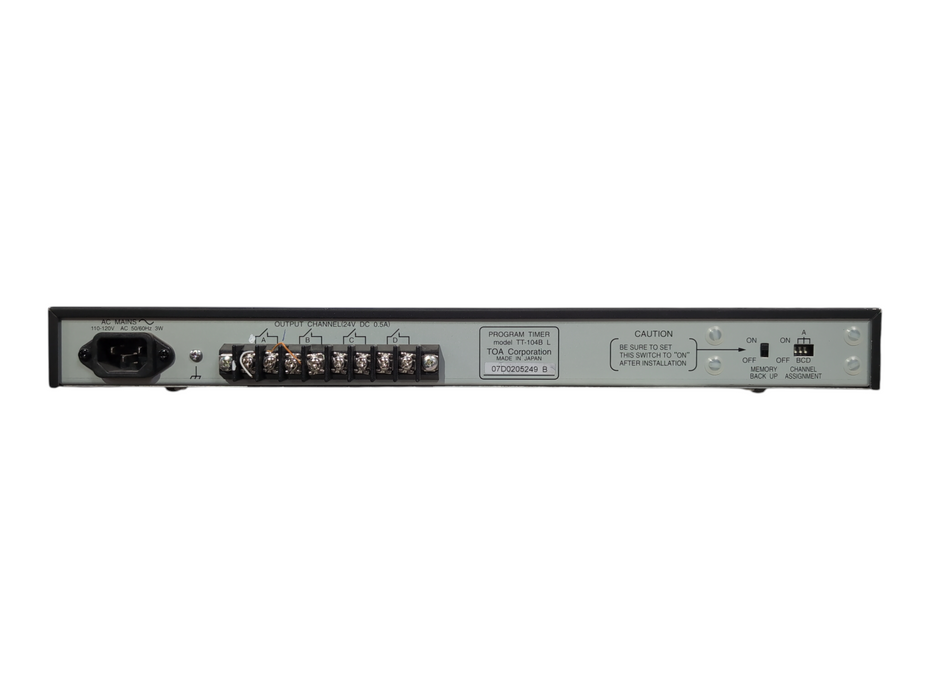 TOA TT-104B Program Timer w/Rack Mount Ears, Made in Japan