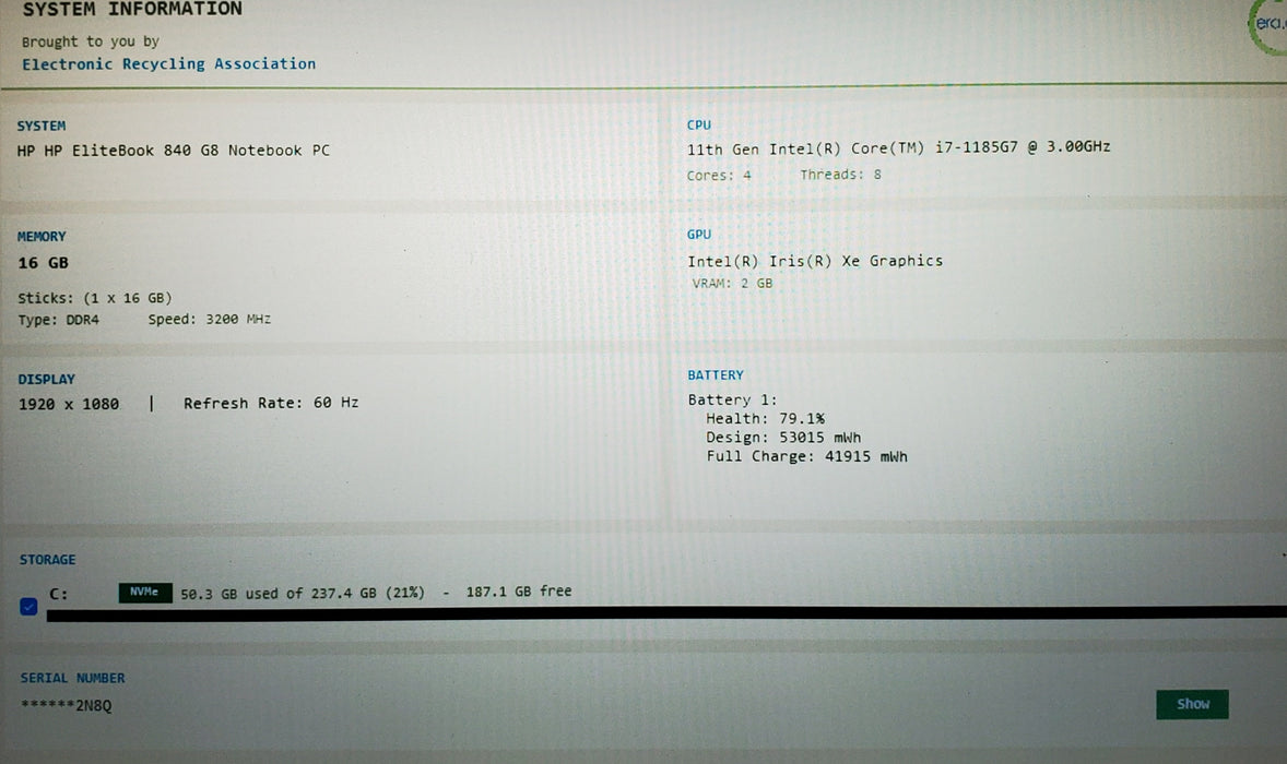 HP EliteBook 840 G8 14" i7-1185G7 16GB DDR4 256GB NVMe