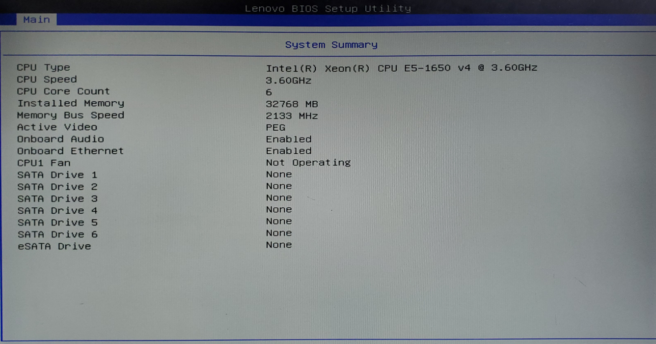 Lenovo ThinkStation P510 - Xeon E5-1650 v4, 32GB DDR4, K2000 - No HDD