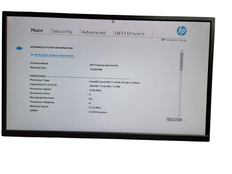 HP ProDesk 600 G4 SFF Intel i7 - 8700 CPU @ 3.20GHz 16GB DDR4 Ram  Î¸