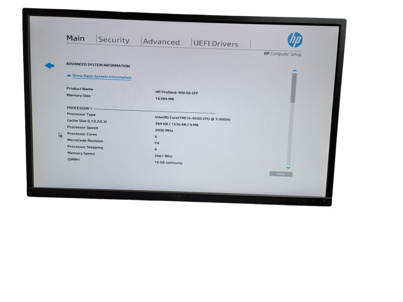 HP ProDesk 400 G6 SFF i5 - 9500 CPU @ 3.00GHz 16GB DDR4 Ram Î¸