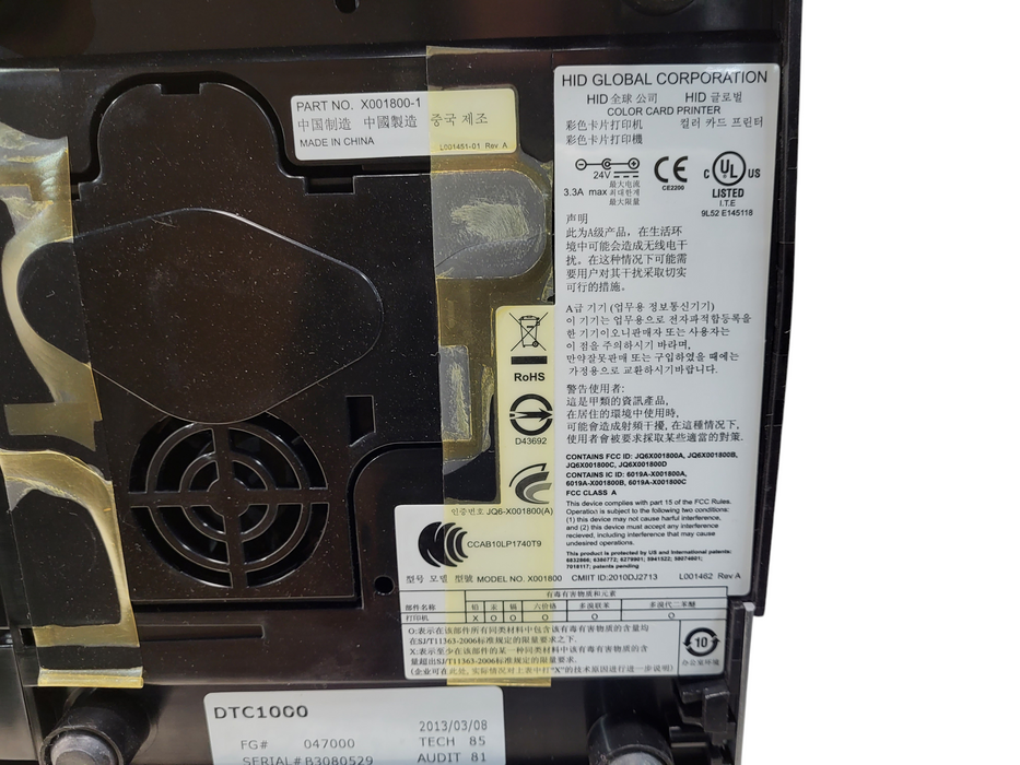 HID Fargo DTC1000 Color ID Card Badge Printer USB No AC