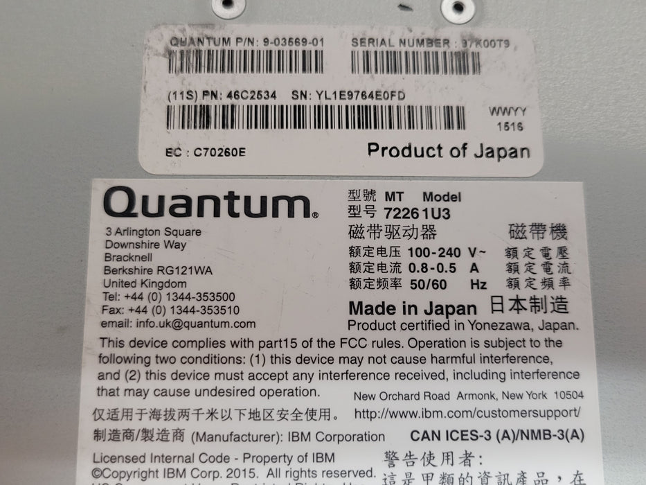 IBM 7226-1U3 Ultrium LTO-5 Tape drive Storage