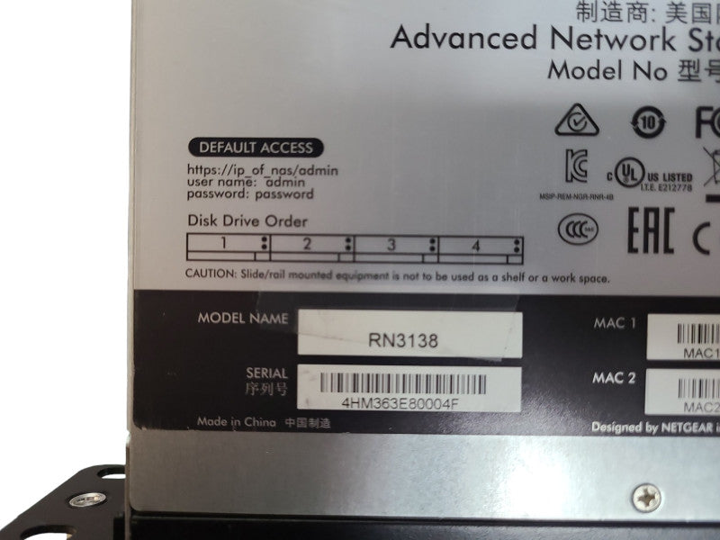 Netgear ReadyNAS 3138 RNr-4B 1U 4x 3.5\\", No HDD