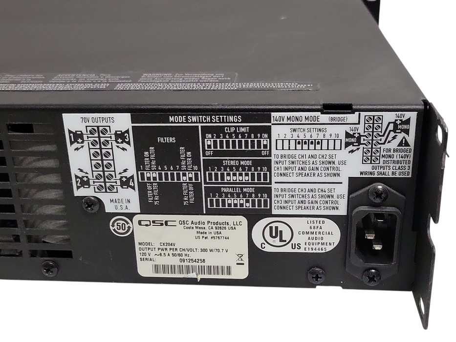 QSC Audio Direct 70V Amplifier CX204V, READ