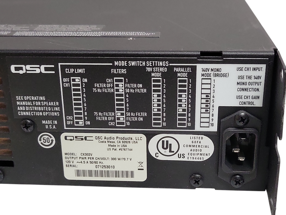 QSC CX204V 4-Channel 300W Direct 70V Amplifier, READ