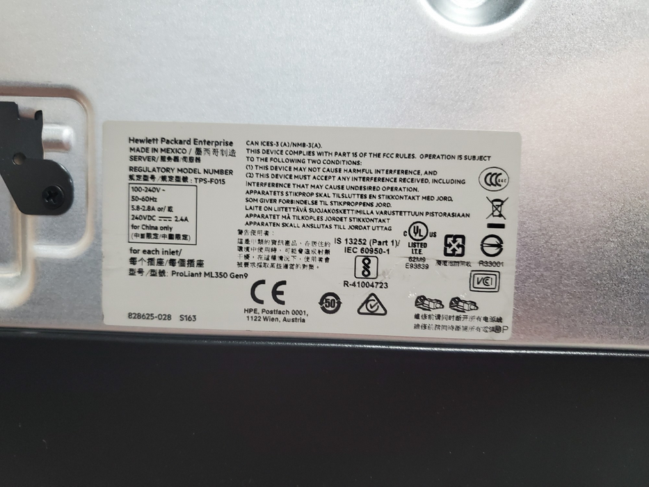 HP ProLiant ML350 Gen9 - 1x Xeon E5-2620 v4, 64GB DDR4, P440ar - No HDD