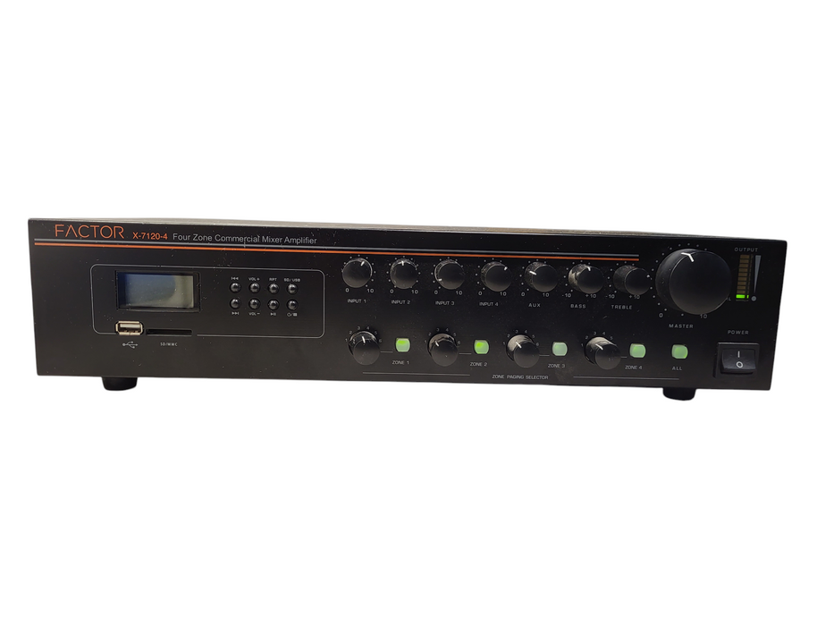 Factor Electronics X-7120-4 120W 4 Zone Mixer Amplifier READ