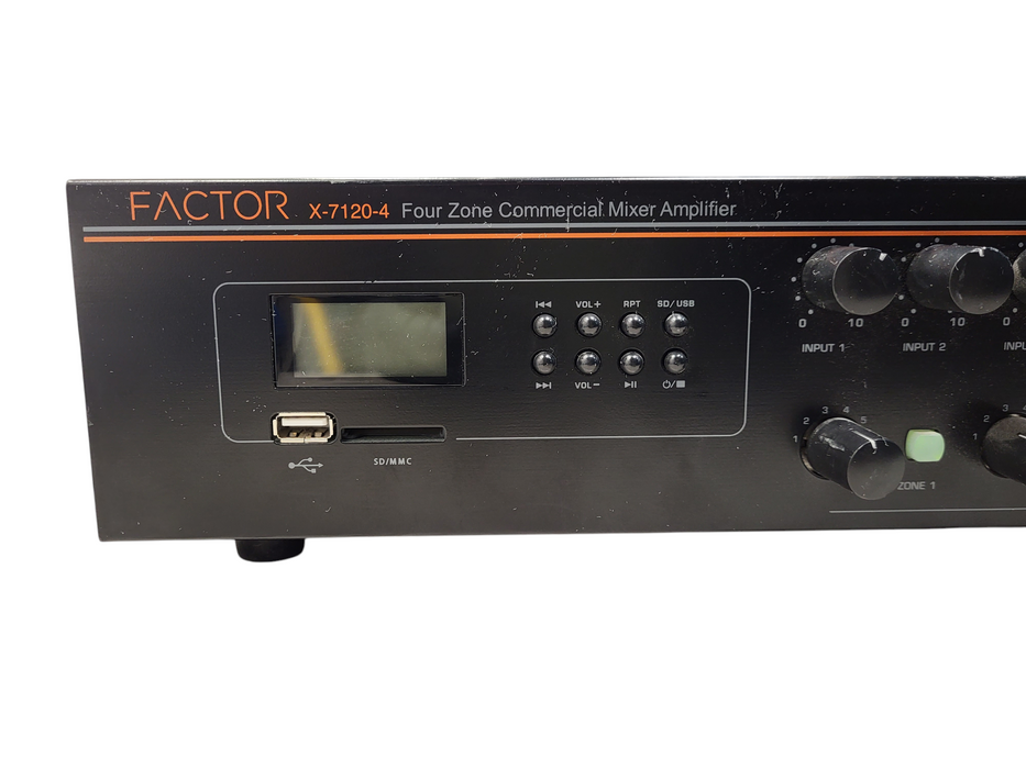 Factor Electronics X-7120-4 120W 4 Zone Mixer Amplifier READ