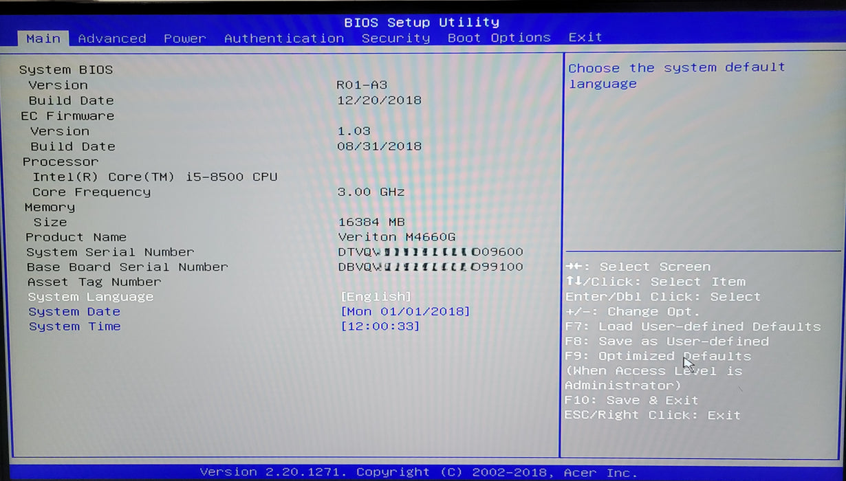 Acer Veriton M466G | i5-8500 @3.00GHz 16DDR4 256GB NVMe