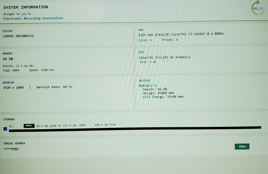 Lenovo ThinkPad L15 Gen 2 i7-1165G7 16GB DDR4 256GB NVMe