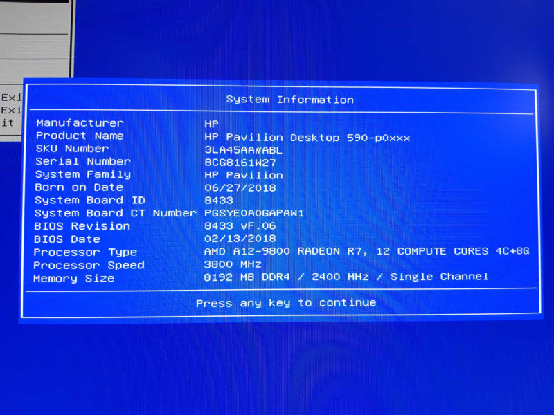 HP Pavilion Desktop 590-p0xxx AMD A12-9800 RADEON R7, 12 Compute Cores, Read