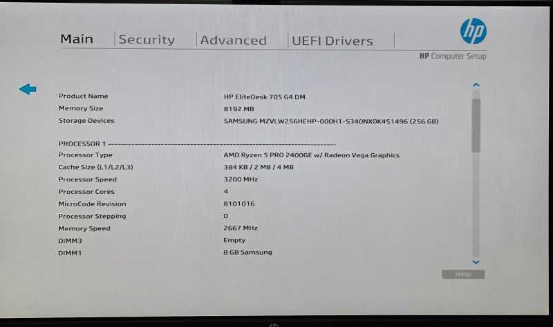 HP EliteDesk 705 G4 DM, Ryzen 5 Pro 2400GE, 8GB DDR4, 256GB NVMe, WiFi
