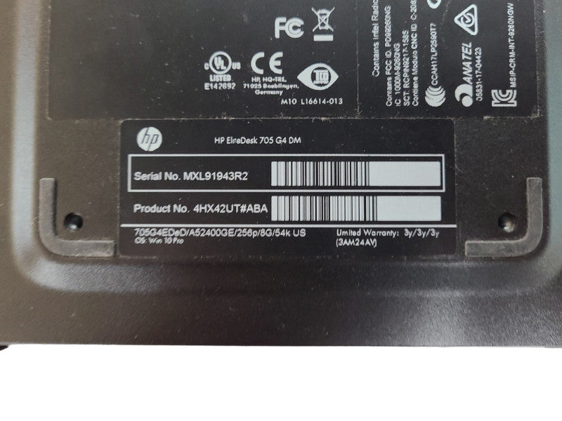 HP EliteDesk 705 G4 DM, Ryzen 5 Pro 2400GE, 8GB DDR4, 256GB NVMe, WiFi
