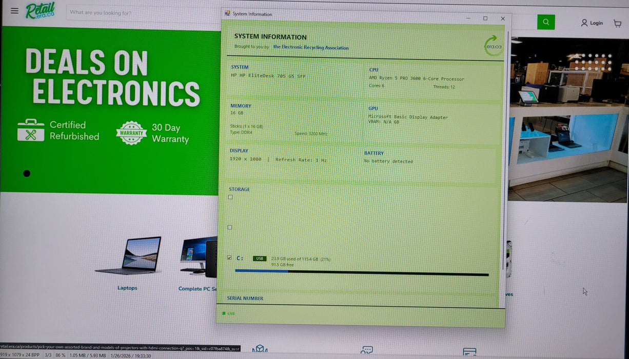 HP EliteDesk 705 G5 | Ryzen 5 PRO 3600 16GB DDR4 256GB NVMe Radeon R7 340