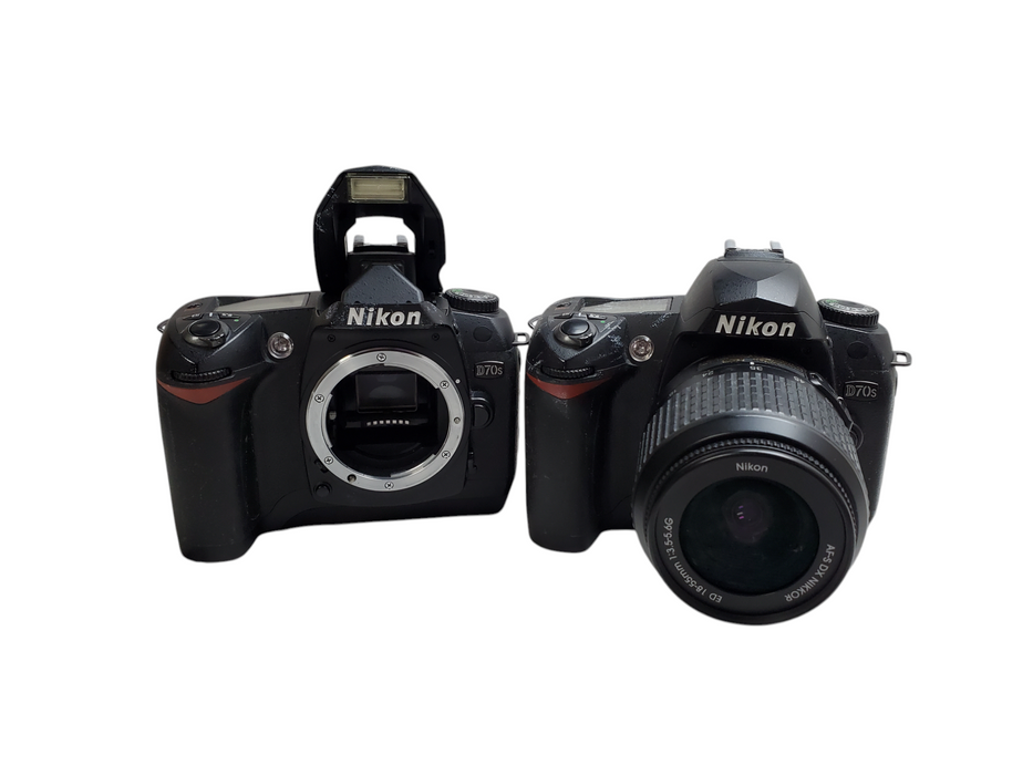 Lot 2x Nikon D70S DSLR Camera, 1x 18-55mm Lens - No Battery