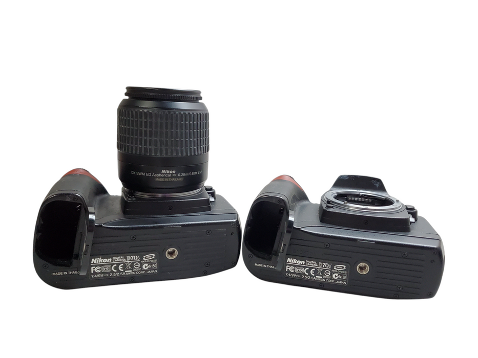 Lot 2x Nikon D70S DSLR Camera, 1x 18-55mm Lens - No Battery