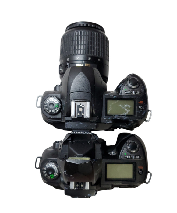 Lot 2x Nikon D70S DSLR Camera, 1x 18-55mm Lens - No Battery