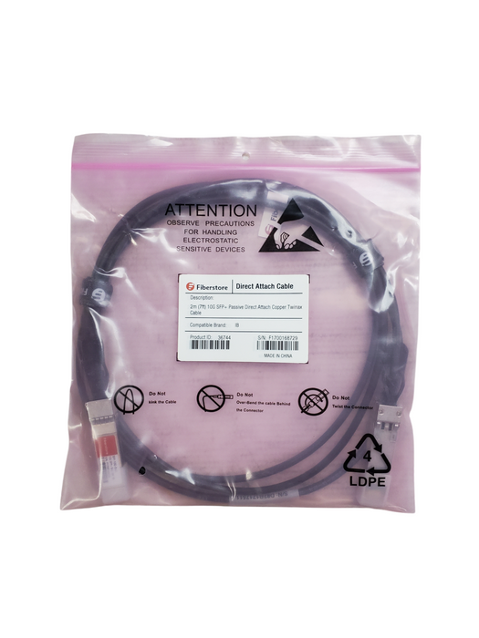 New - Fiberstore 2M 10G SFP+ Passive Direct Attach Copper Twinax Cable