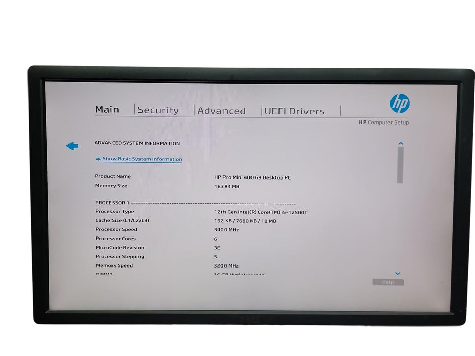 HP Pro Mini 400 G9 Desktop PC 12th Gen i5 - 12500T 16GB DDR4 Ram No HDD