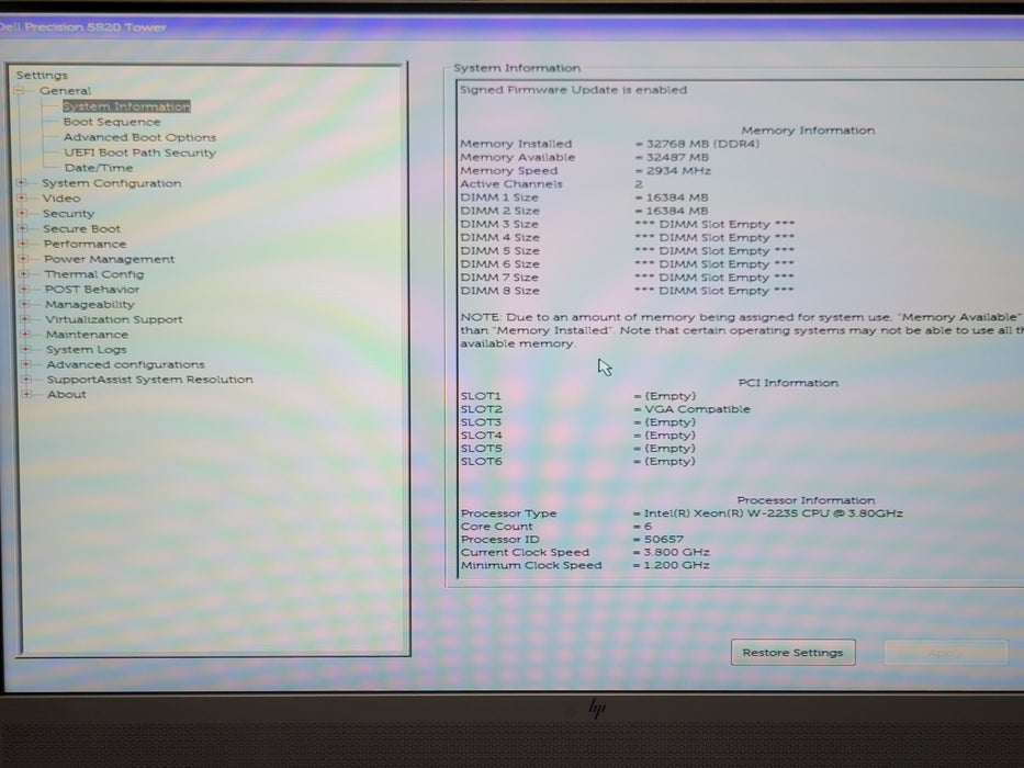 Dell Precision 5820, Xeon W-2225 3.8GHz, 32GB DDR4, 425W PSU, AMD Radeon Rx640