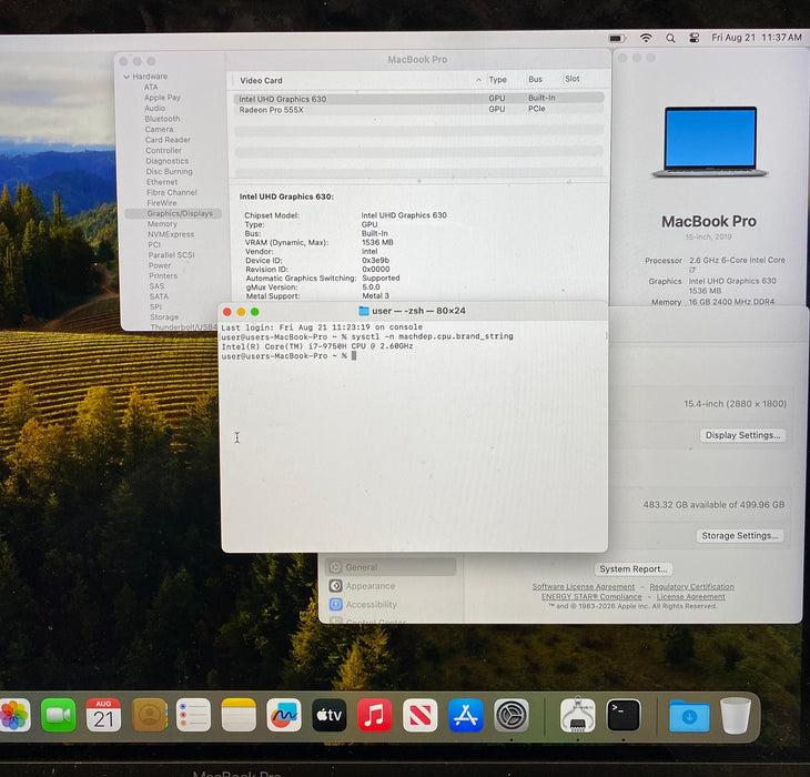Apple MacBook Pro 15" 2019 i7-9750H Radeon Pro 555X GPU 16GB RAM 512GB SSD READ!