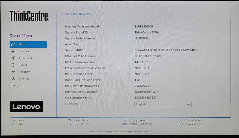 Lenovo ThinkCenre M70s, i5-10400 2.90GHz 6C, 16GB RAM, 1TB SSD, READ