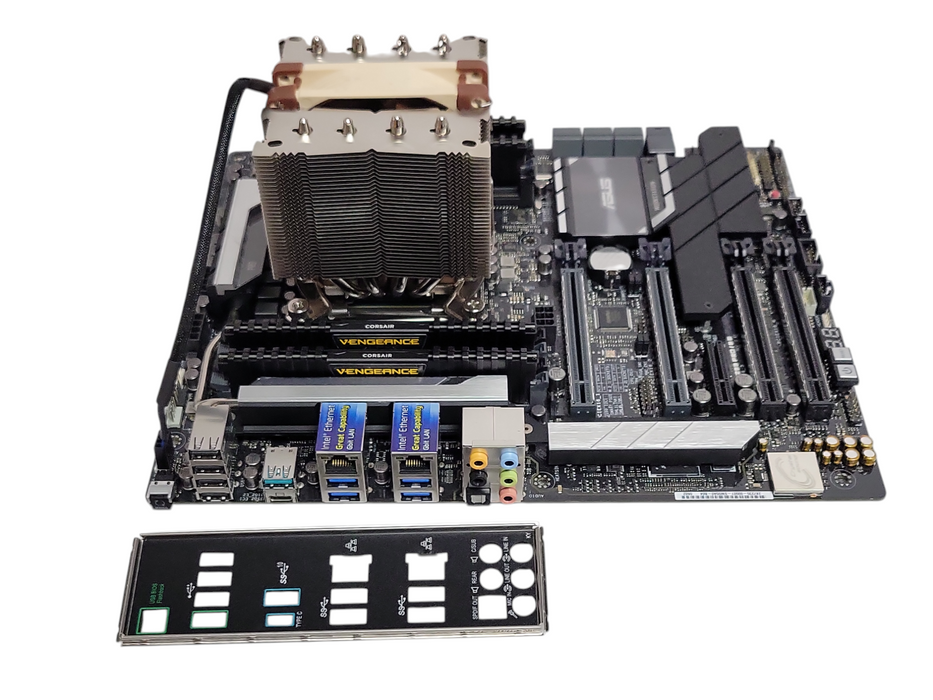ASUS WS X299 PRO/SE WS board, Core I7-7820X 3.60GHz CPU, 64GB DDR4 RAM, I/O shie