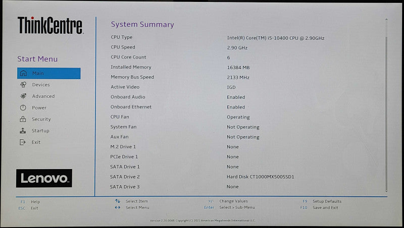 Lenovo ThinkCenre M70s, i5-10400 2.90GHz 6C, 16GB RAM, 1TB SSD, READ
