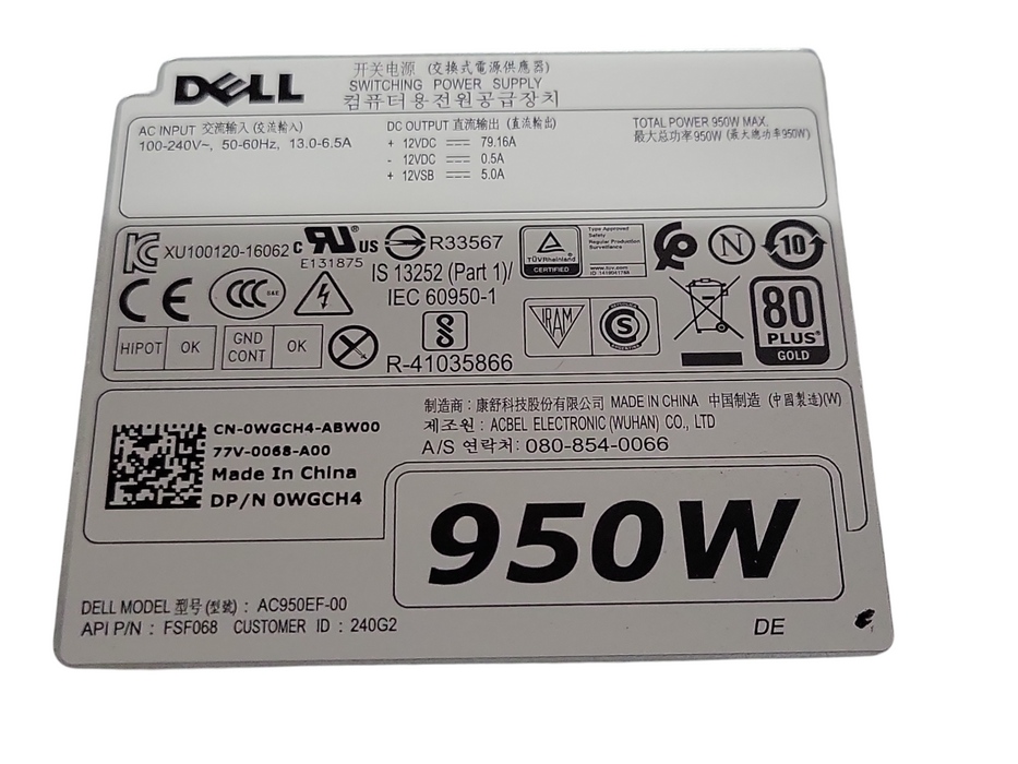Dell 950W Power Supply 0CXV28 for Precision T5820 T7820