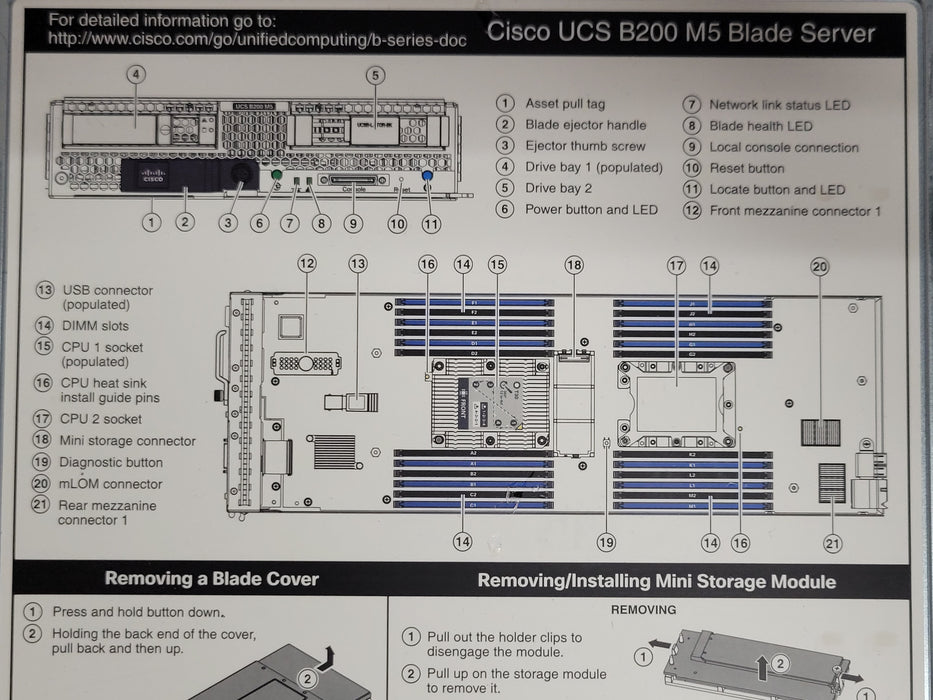 Cisco UCS B200 M5 Blade Server, 2x Xeon Gold 5120 CPU, No RAM/HDD, READ